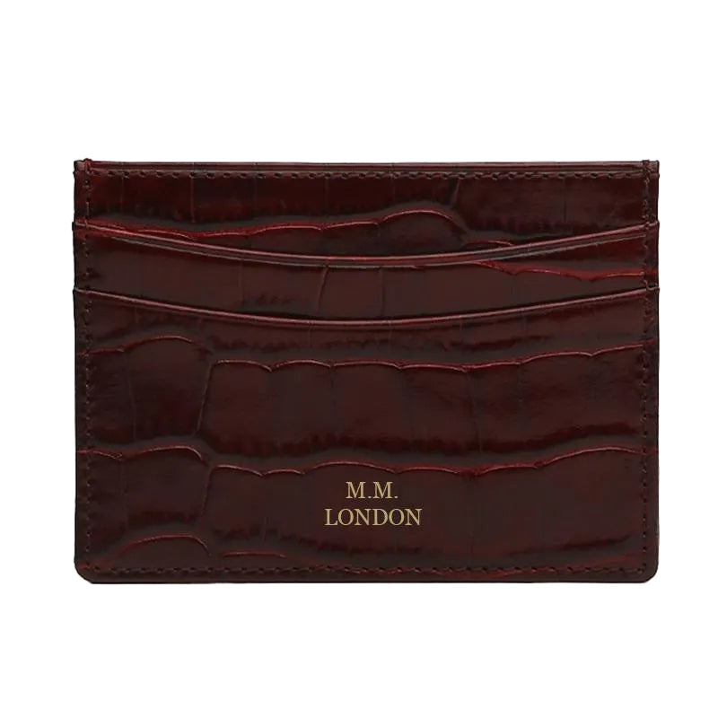 MM London Slim Crocodile Burgundy Card Holder